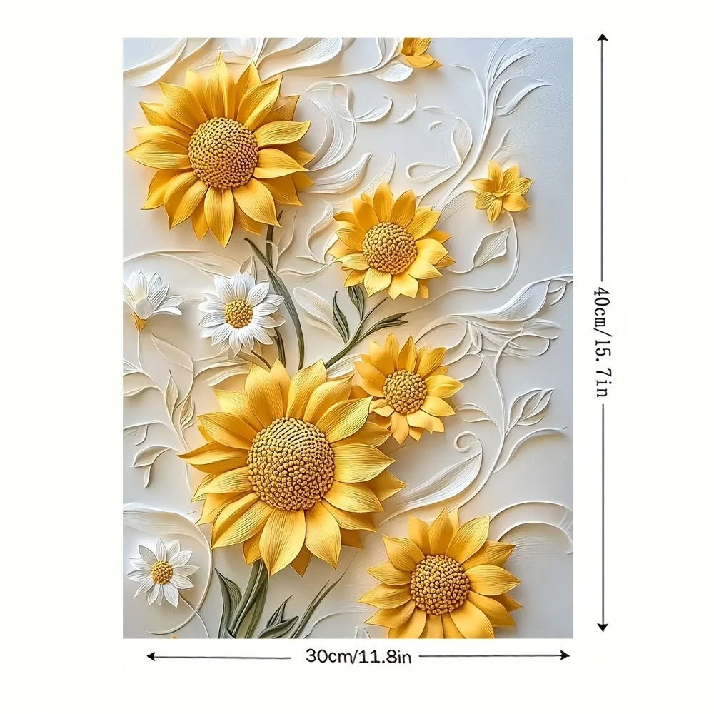 3D Sunflower Canvas Art With Wood Frame for Living Room
