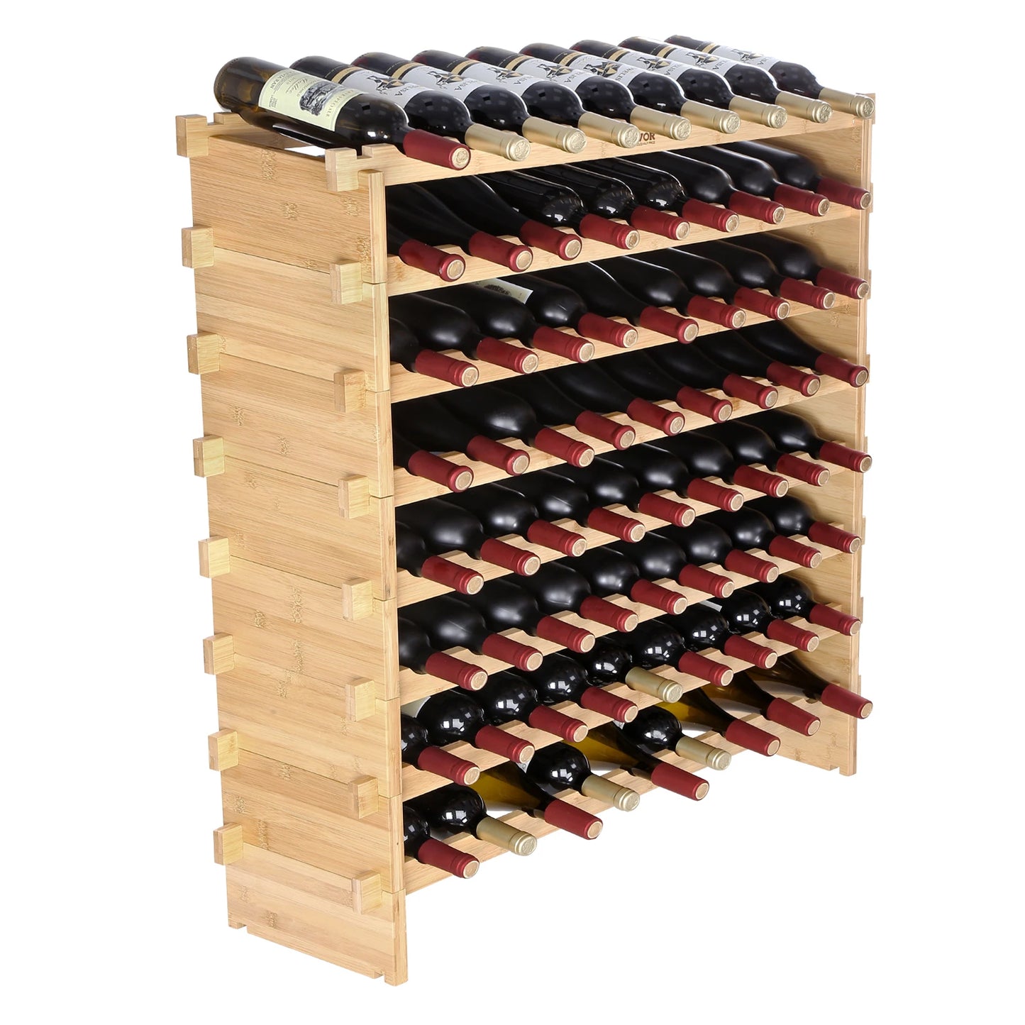 SucceBuy Premium Bamboo Stackable Wine Rack For Kitchen Cellar Display