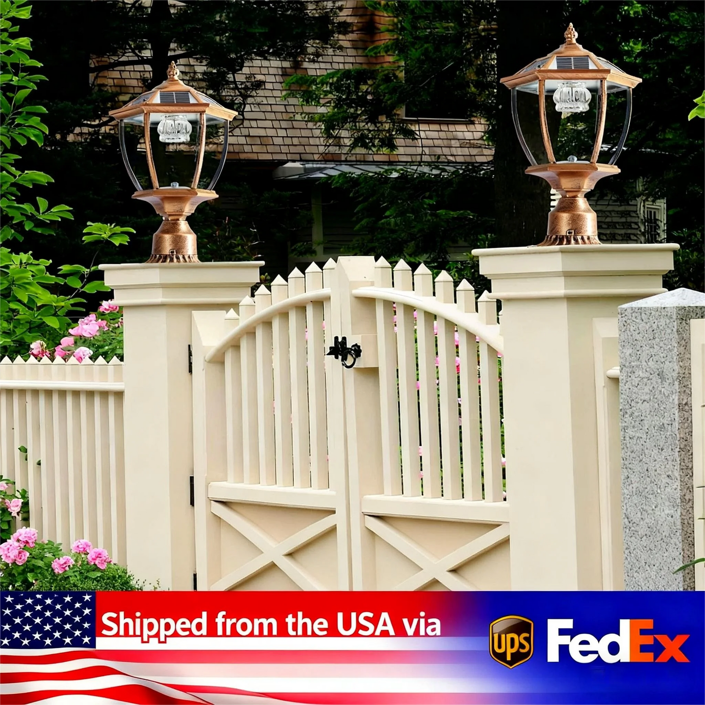 ARLGSITE Solar LED Post Light Outdoor Lamp Auto On Off