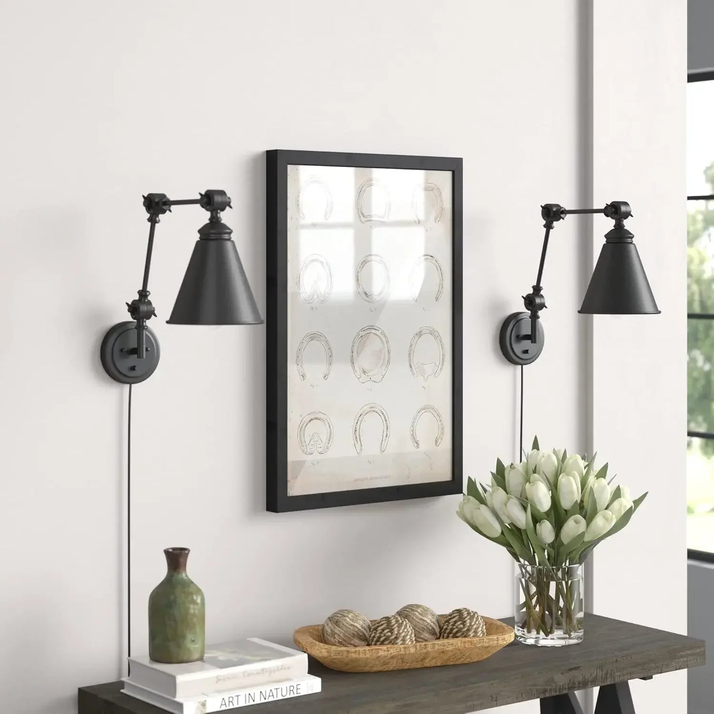 Farmhouse Swing Arm Wall Sconce Set Of 2 Industrial Lamps