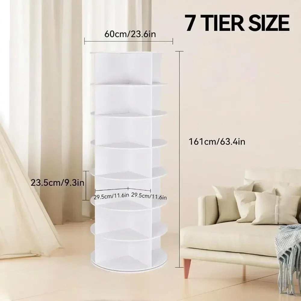 7 Tier Rotating Shoe Rack With Lazy Susan Carousel
