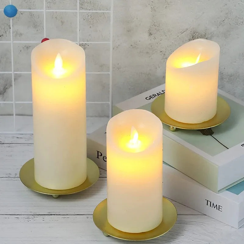 Iron Plate Candle Holder Pillar Candle Stand Modern Metal Pedestal