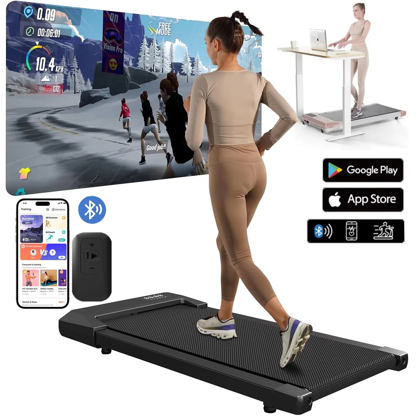 Superun 2.5HP Treadmill 2in1 Walking Running Exercise Machine