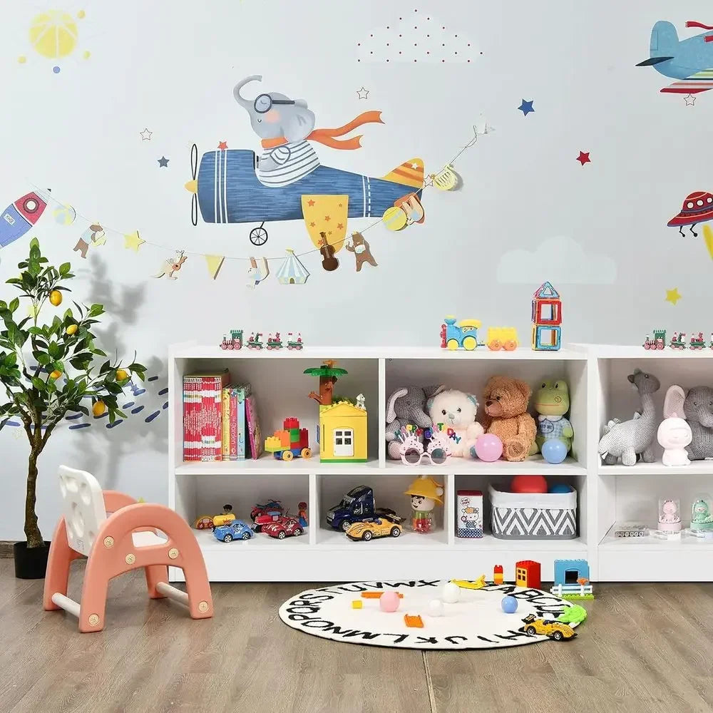 Wooden Five Section Toy Storage Organizer For Kids Classroom