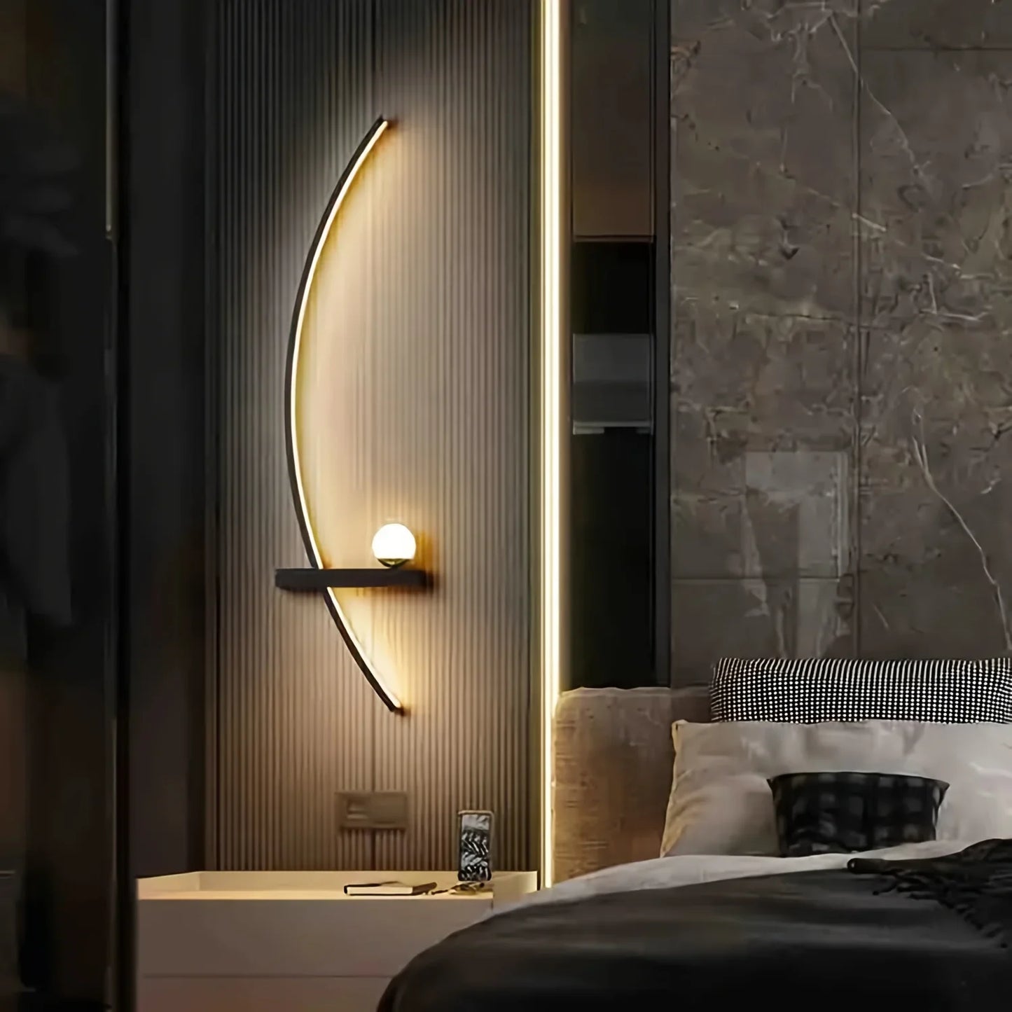 Modern Adjustable LED Wall Sconce Arc Lamp for Bedroom