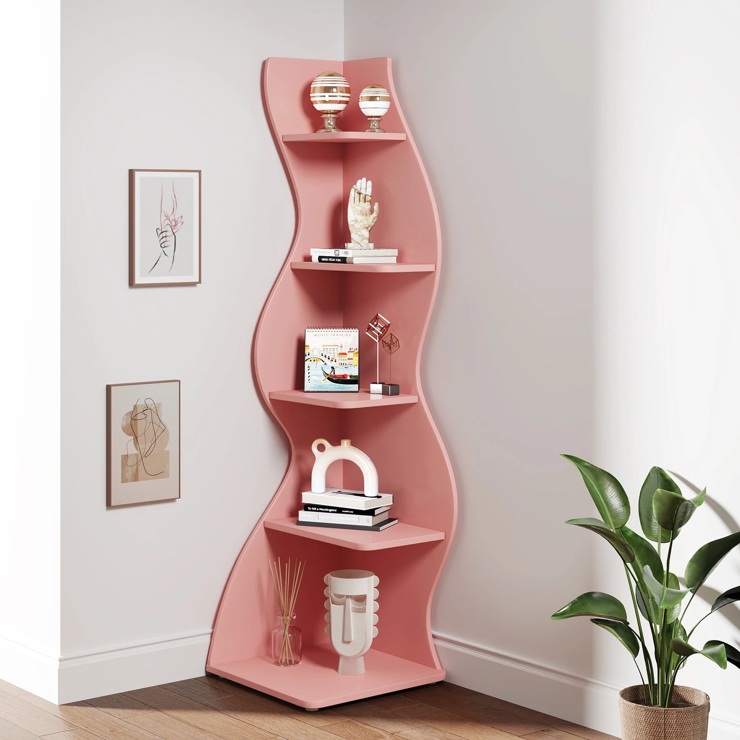 Tribesigns Five Tier Corner Shelf Wall Bookshelf Plant Stand