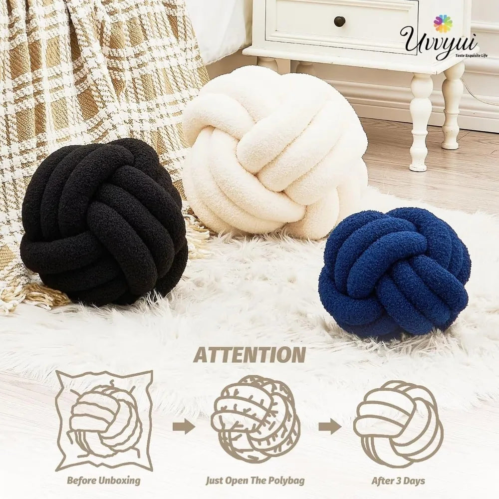 NBVCX Handmade Knot Ball Pillow Soft Round Plush Cushion Decor