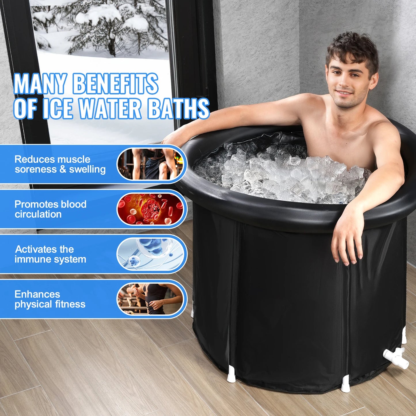 SucceBuy Ice Bath Tub for Cold Water Therapy Plunge Pool Portable for Athletes