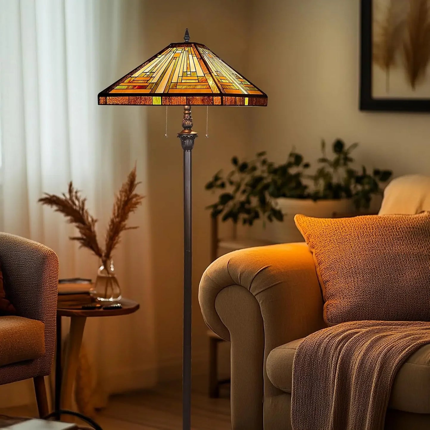 Capulina Tiffany Lamp Stained Glass Floor Lamp 2 Light