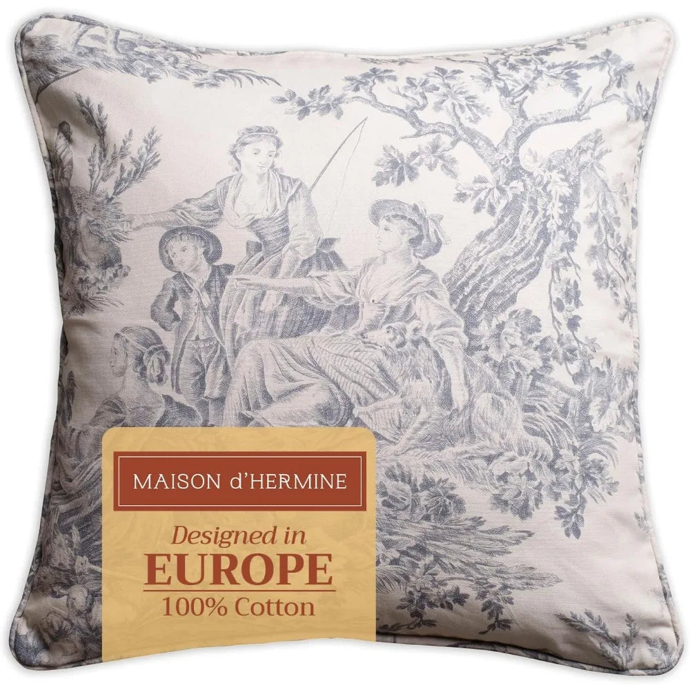 XIUWO Toile Pattern Decorative Pillow Covers With Invisible Zipper