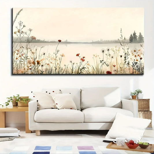 Country Landscape Canvas Painting Vintage Fall Watercolor