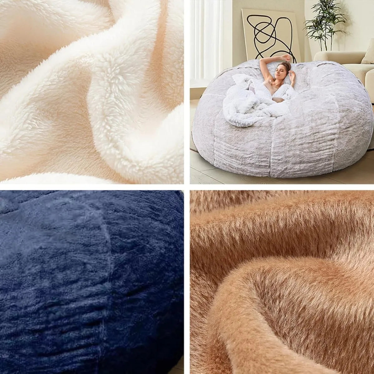 XIUWO Velvet Bean Bag Chair Cover For Adults And Kids