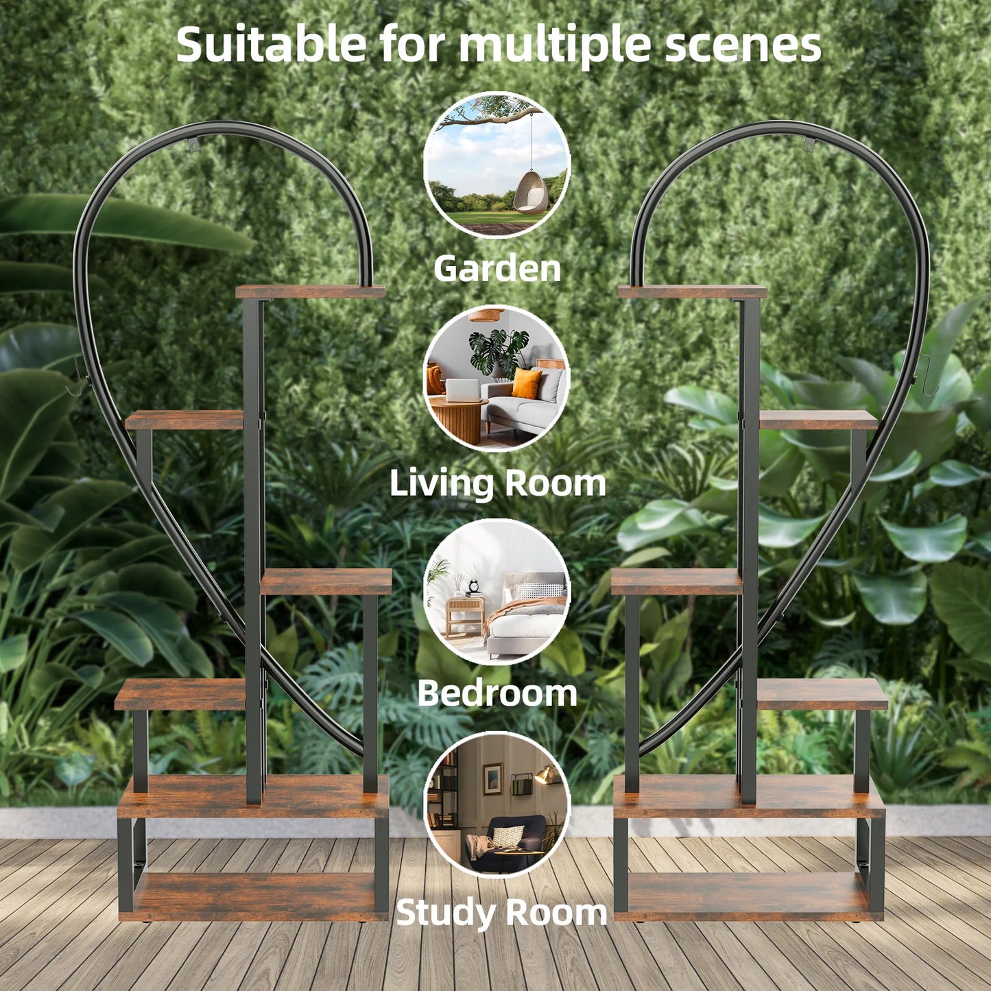 Wisfor 6 Tier Plant Display Rack Heart Shaped Grow Lights