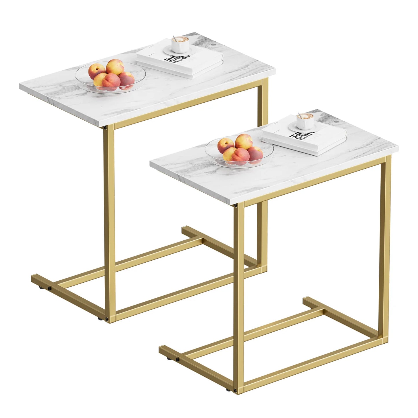 Chitooma Modern Metal C Shape Couch Side End Table Set