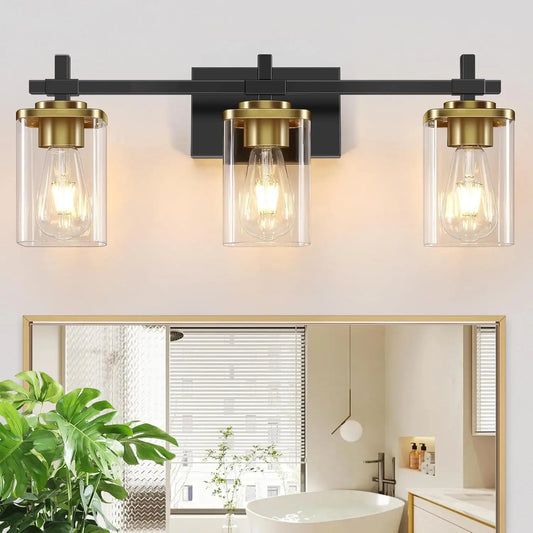 Modern Vanity Light Fixture With Square Glass Shade For Bathroom