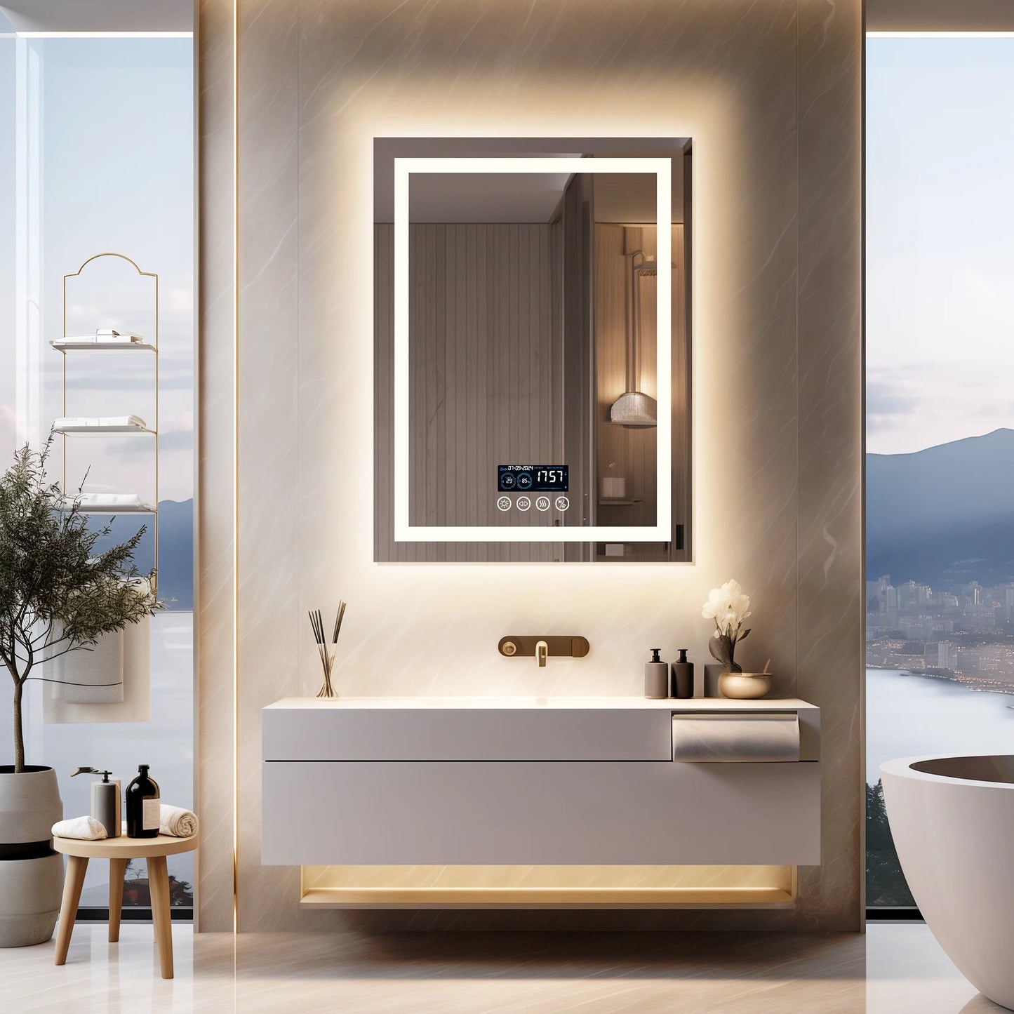 Wisfor LED Bathroom Mirror With Bluetooth Speaker AntiFog 3 Lights