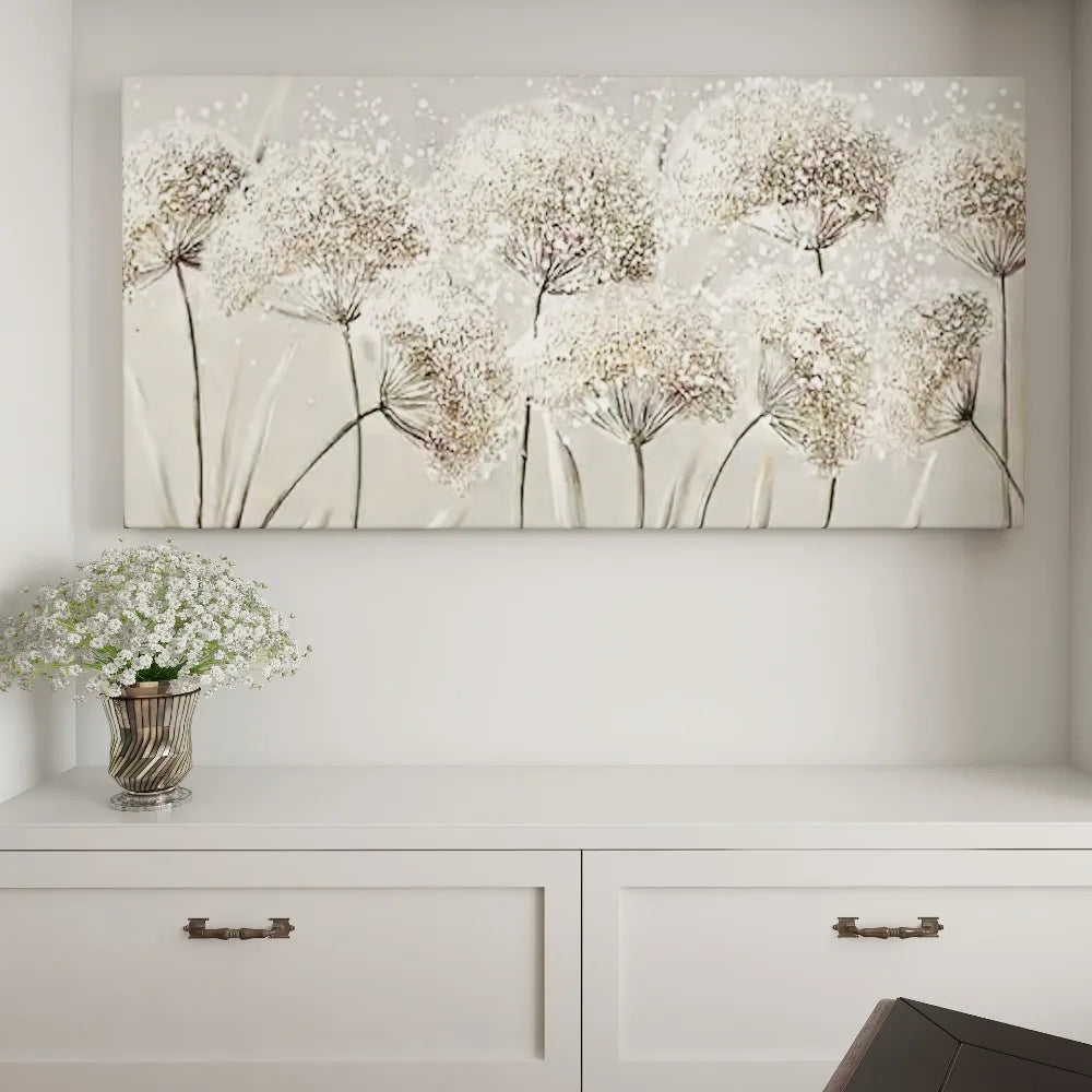 Nordic Style Dandelion Wall Art Wood Framed Canvas Print