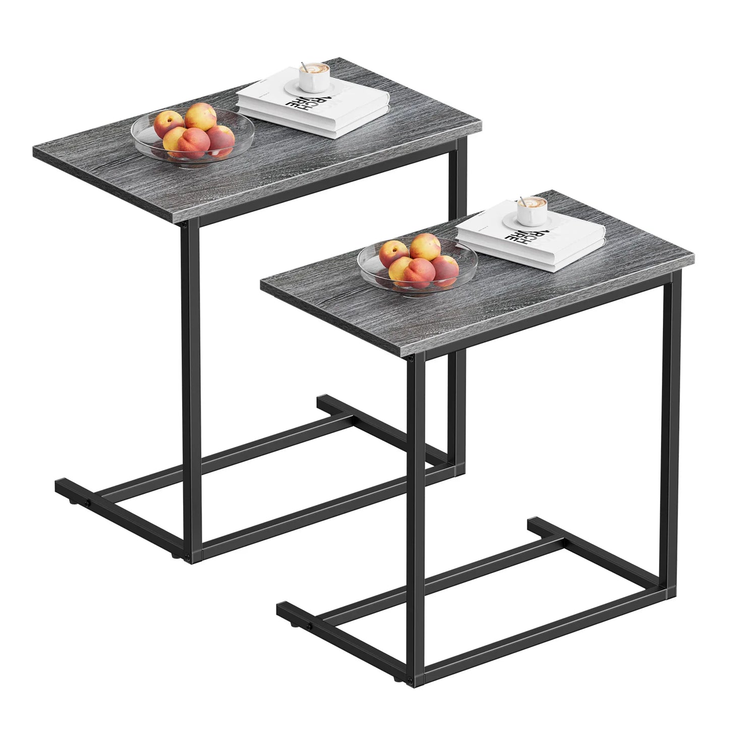 Chitooma Modern Metal C Shape Couch Side End Table Set