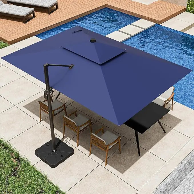 NONECN Cantilever Patio Umbrella Heavy Duty Offset Design 360 Rotation