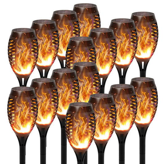 Solar Torch Lights With Flickering Flame Outdoor Waterproof Garden Pathway