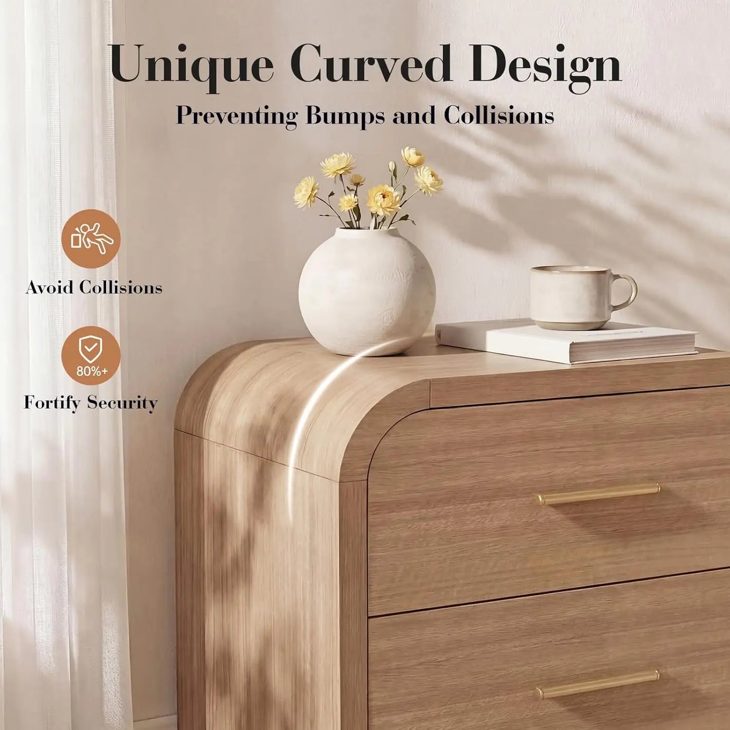 Nightstand Set of 2 Modern Minimalist Two Drawer Bedside Tables