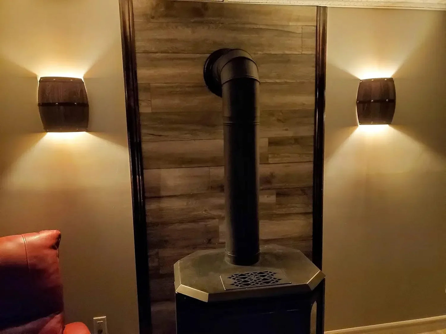 Antique Wood Wine Barrel Wall Sconce 2 Pack Indoor Lamps