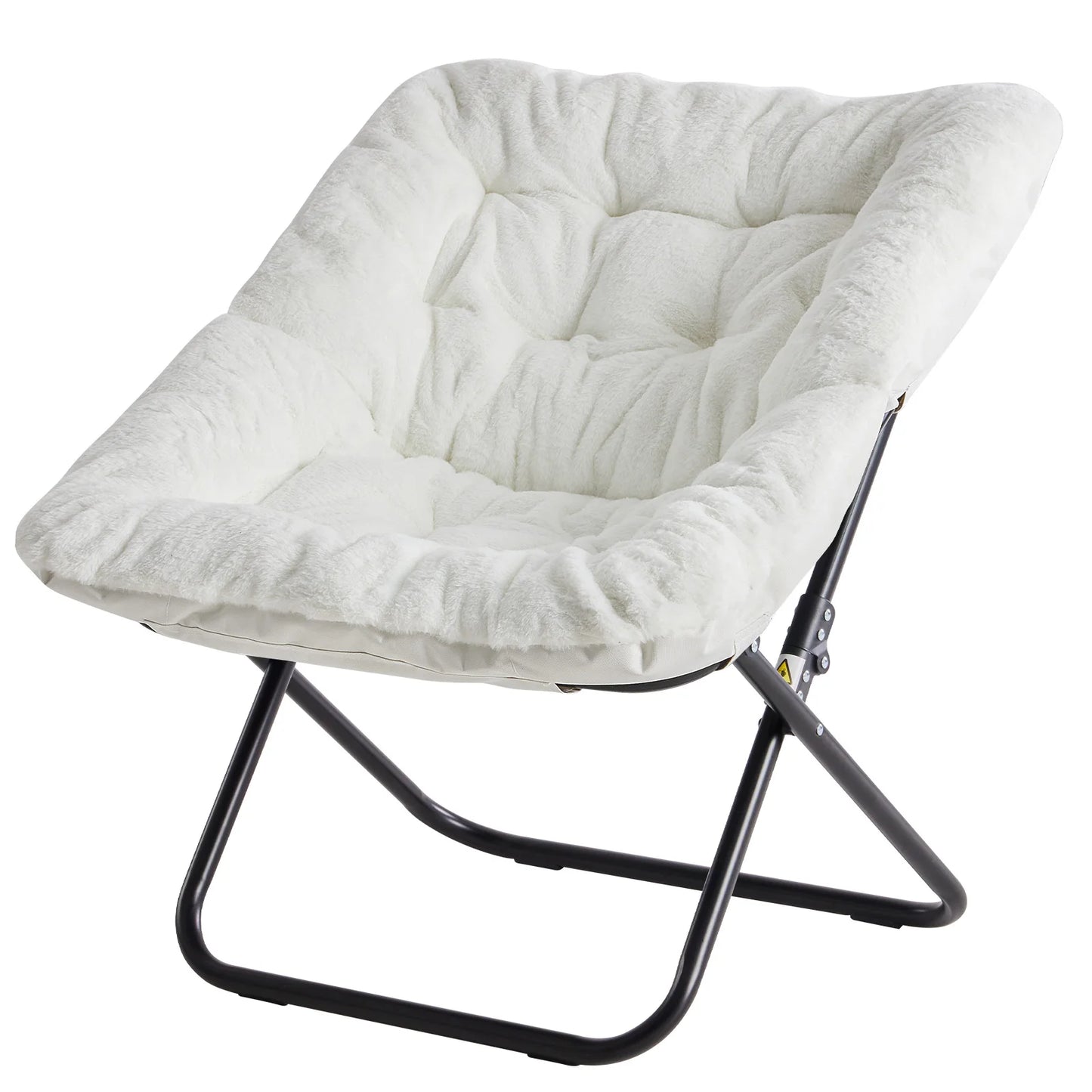 JHK Cozy Saucer Chair Faux Fur Folding Lounge Seat