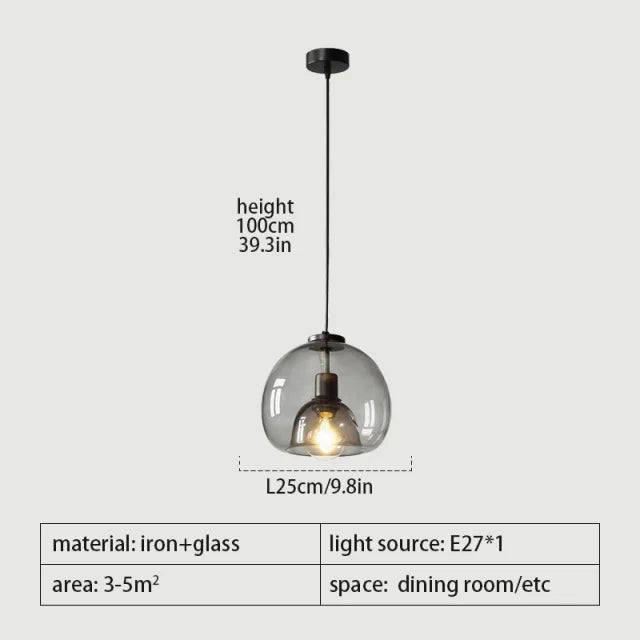 Taonusanshu Nordic Iron Glass Pendant Lamp Kitchen Island