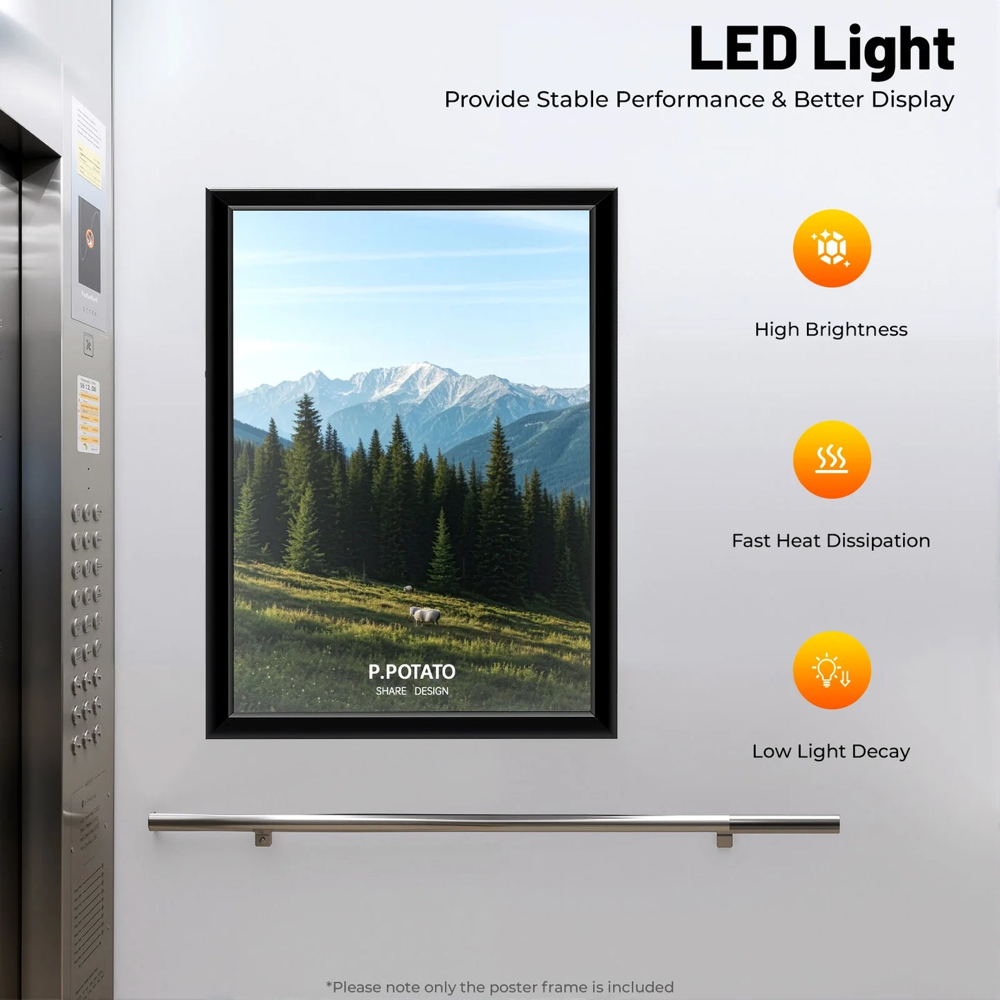 Bymaocar LED Poster Frame Acrylic Aluminum Alloy Display Lighting