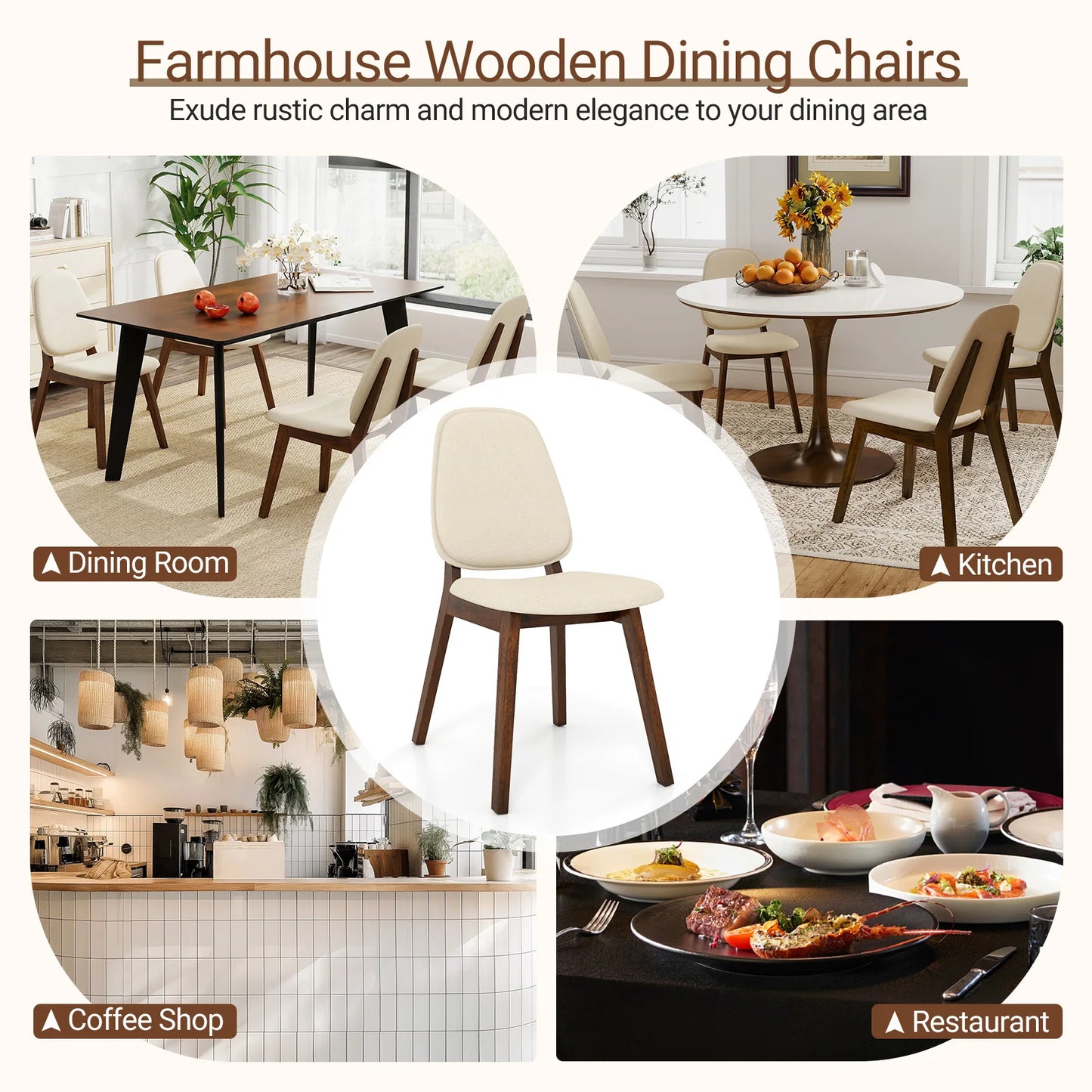 Homasis Modern Dining Chair Set With Upholstered Linen Backrest