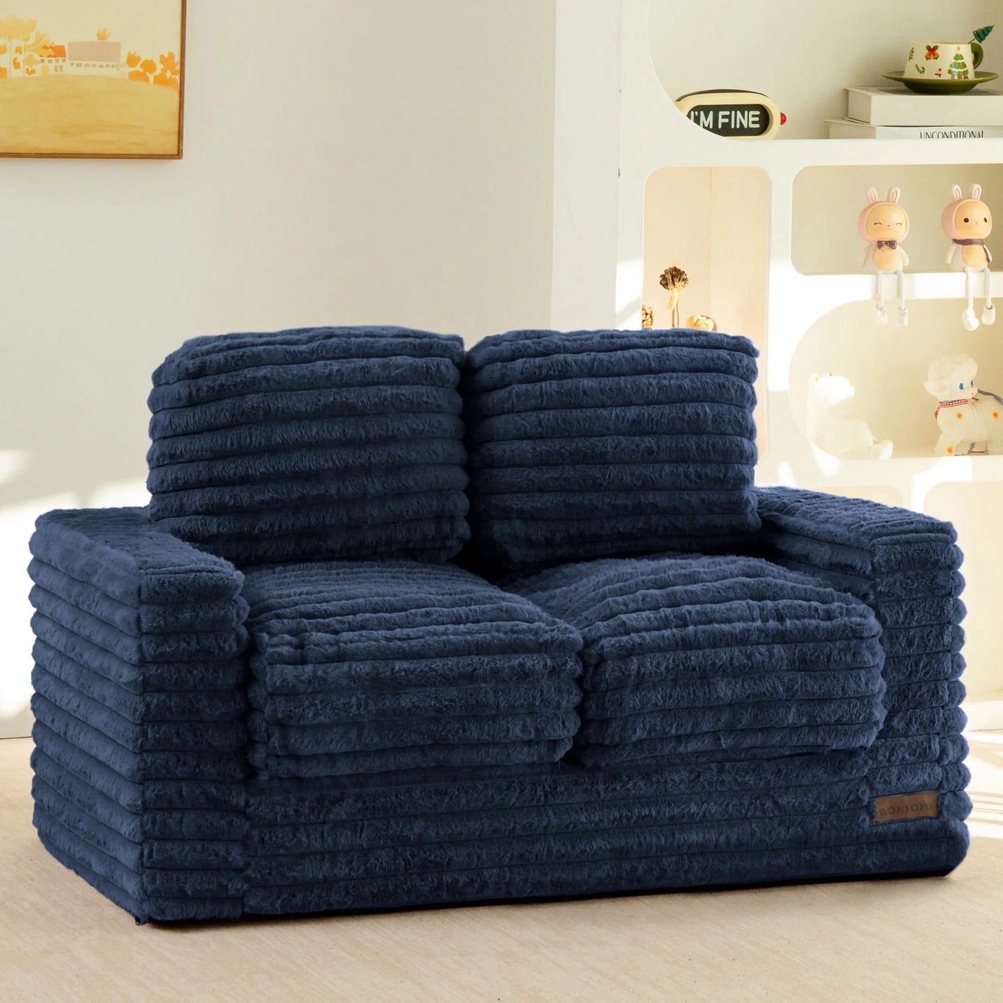XIUWO Kids Bean Bag Chair With Faux Fur And Pillows