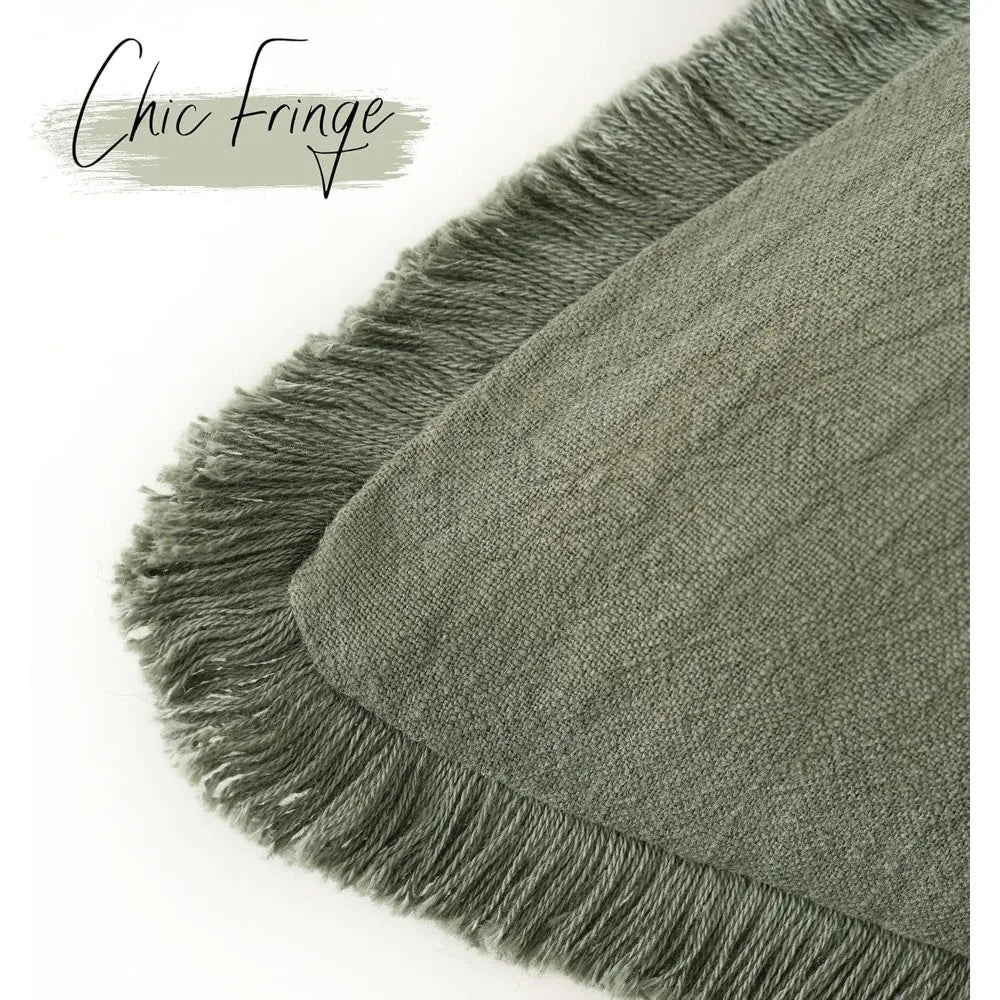 NBVCX Linen Fringe Throw Pillow Covers With Tassels Boho Farmhouse