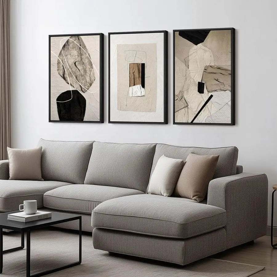 Abstract Wall Art Set of 3 Modern Canvas Prints Gallery