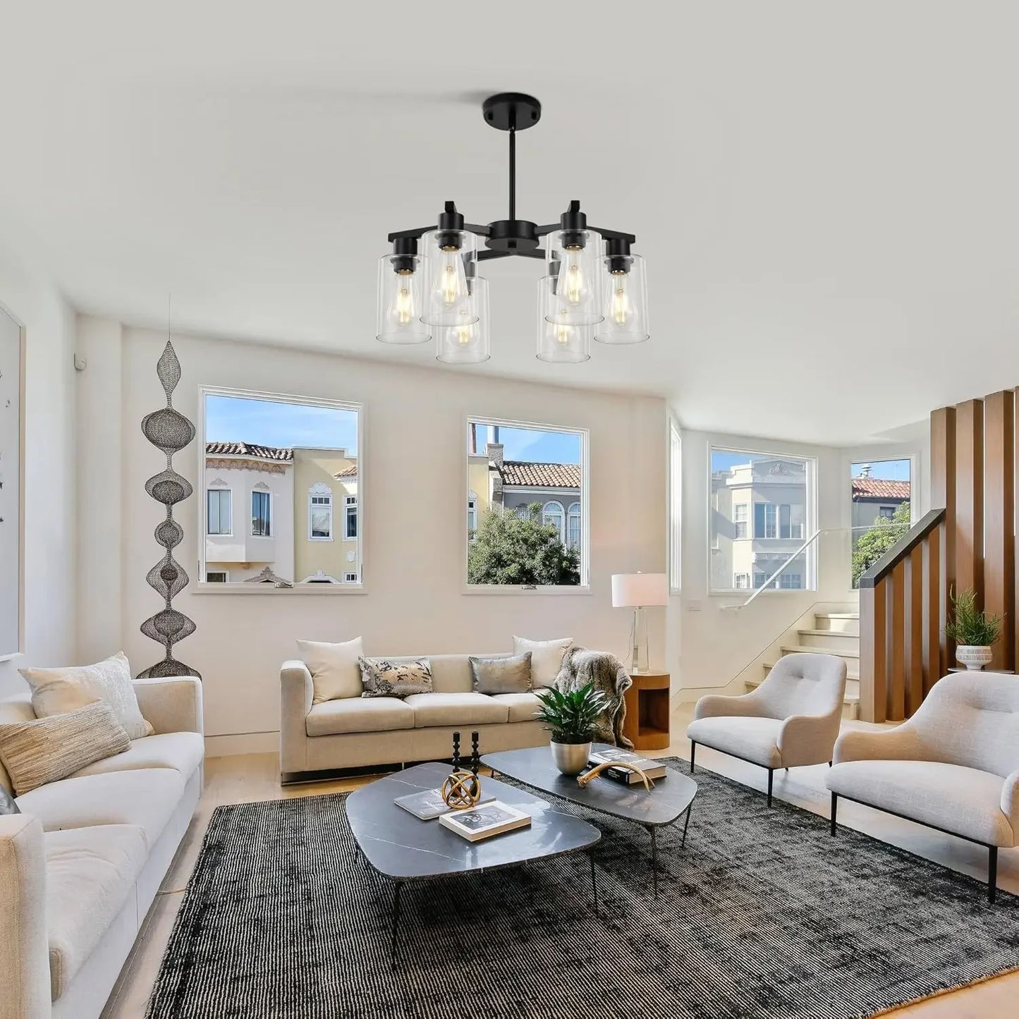 6-Light Modern Farmhouse Chandelier For Dining Room