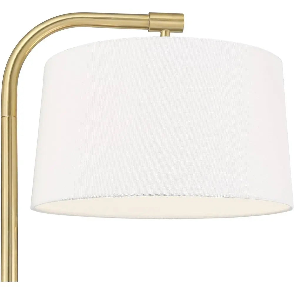 Art Deco Floor Lamp With Metal Frame And Linen Shade