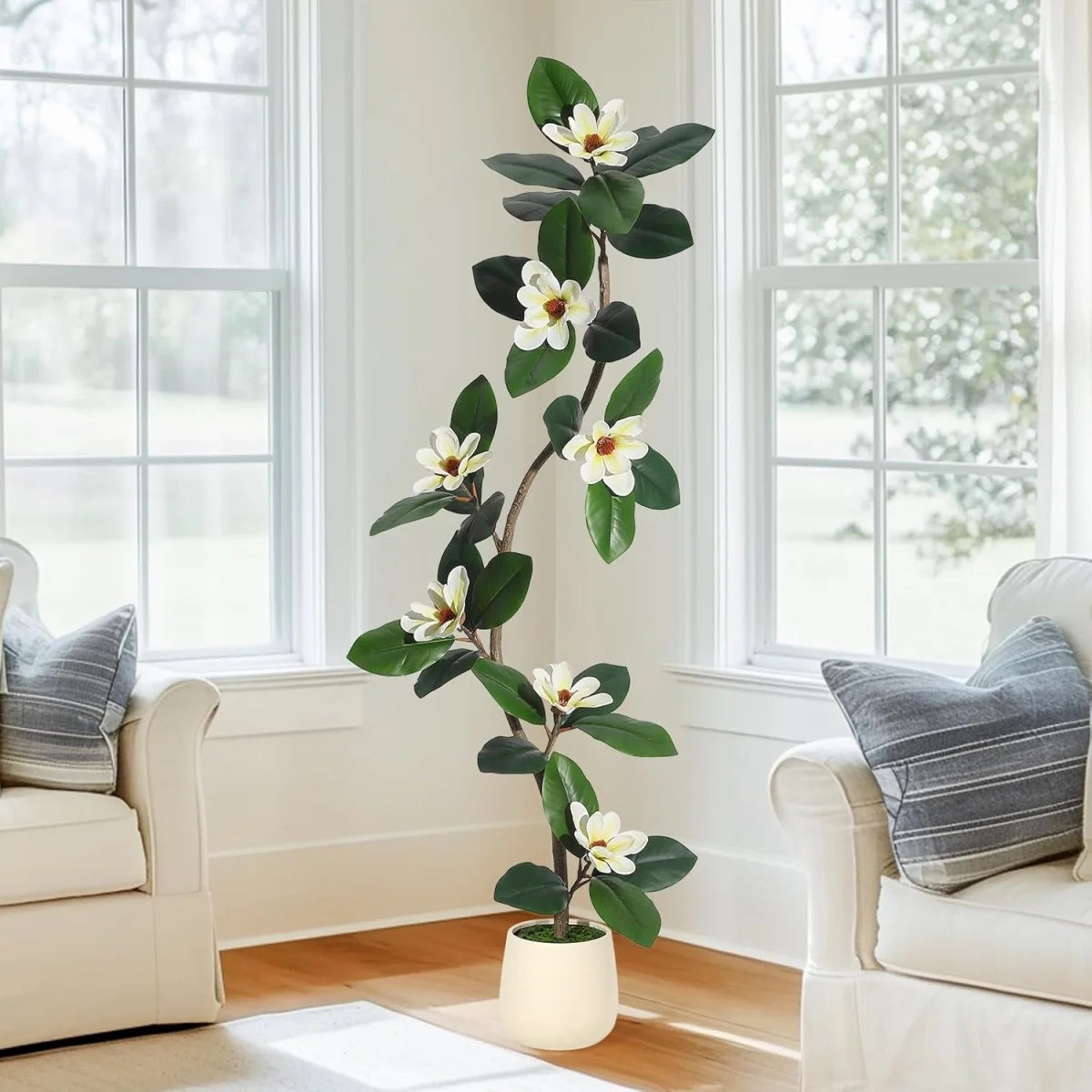 HiMISS Magnolia Artificial Tree In Planter Indoor Floor Plant
