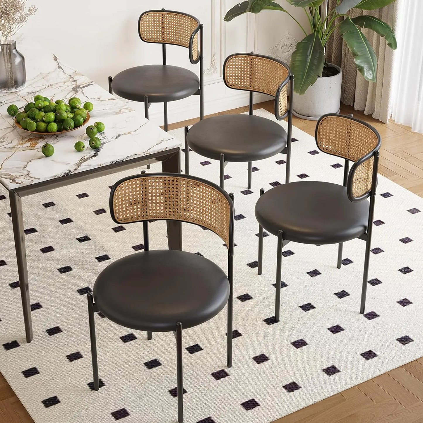 Mid Century Rattan Back Dining Chairs