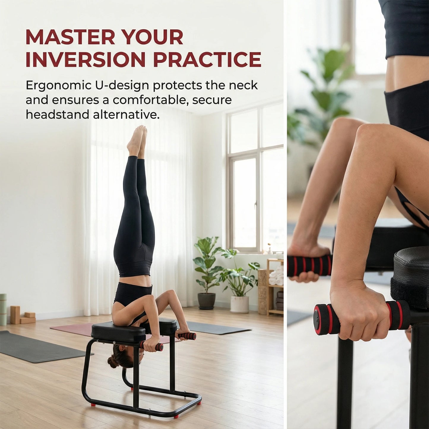 APWIKOGER Yoga Inversion Bench 550 Lb Capacity Metal Frame PU Pads Anti Slip Mat