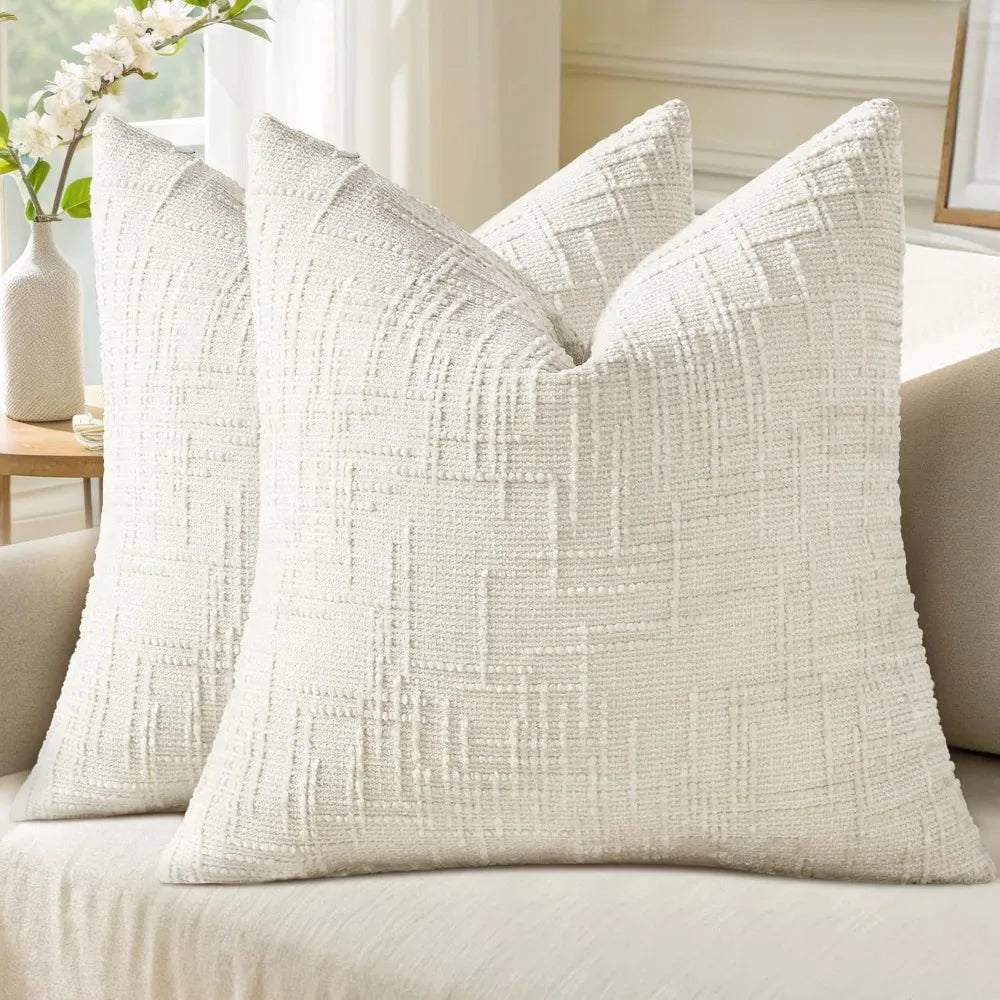 NBVCX Chenille Throw Pillow Covers Textured Set 2 For Sofa