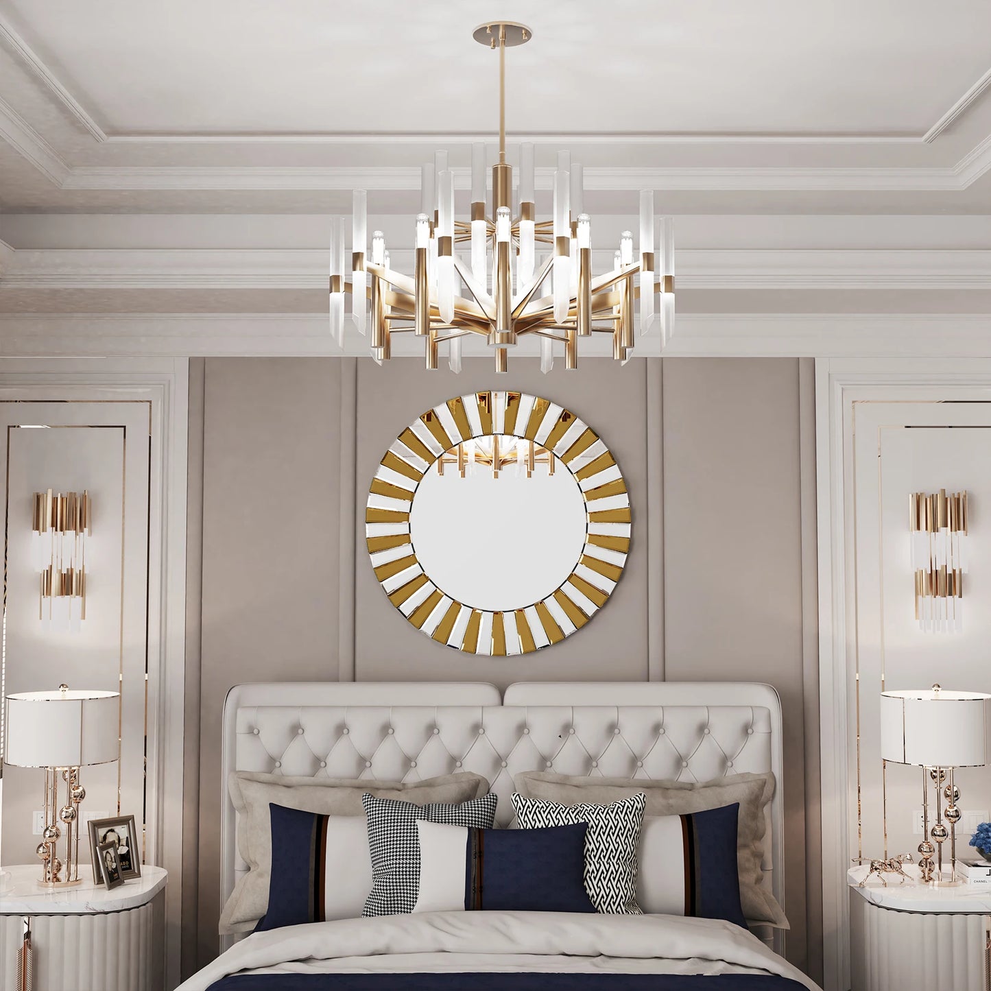 Round Starburst Decorative Wall Mirror For Bathroom And Living Room