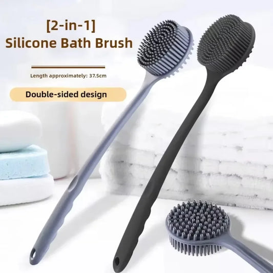 Soft Silicone Back Scrubber Brush Long Handle Bath Exfoliator