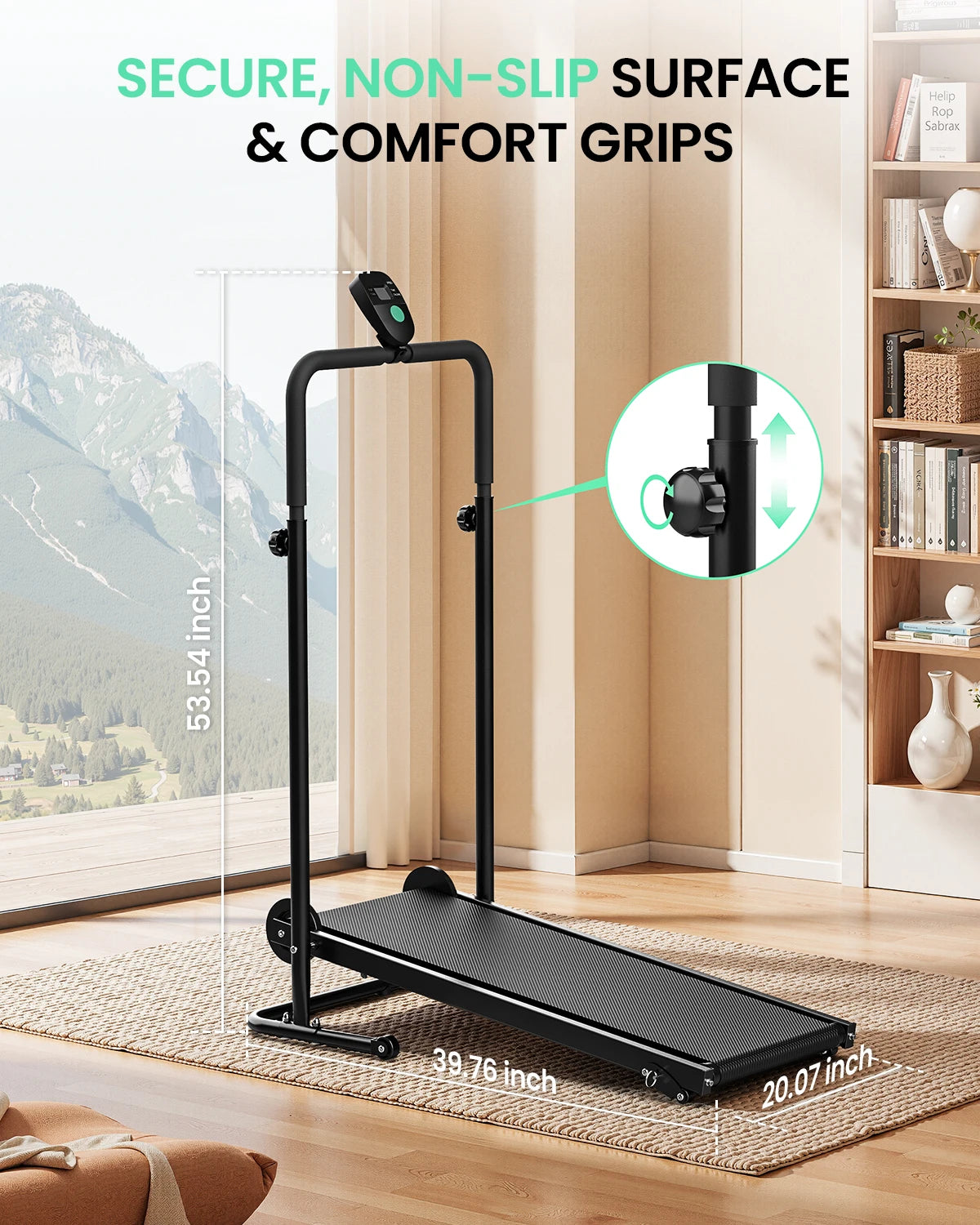 AKLUER Motorless Treadmill With Dual Flywheels And Fixed Incline