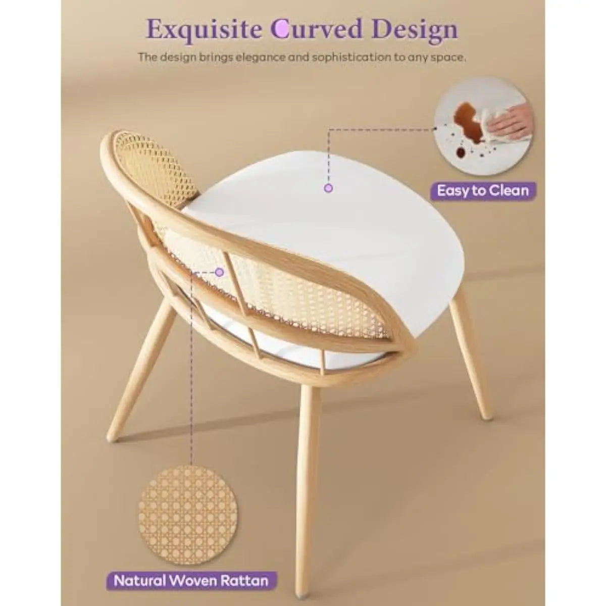 Mid-Century Rattan Back Dining Chairs – Set of 4