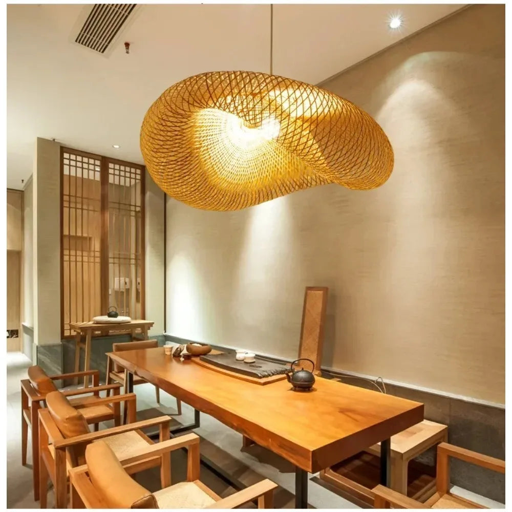 JOYINLED Handmade Bamboo Weaving LED Pendant Light Chandelier