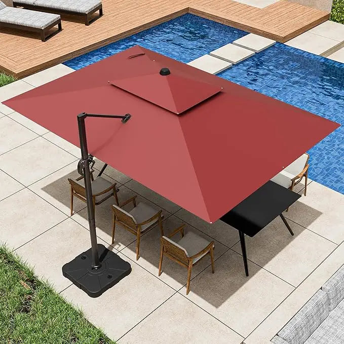NONECN Cantilever Patio Umbrella Heavy Duty Offset Design 360 Rotation