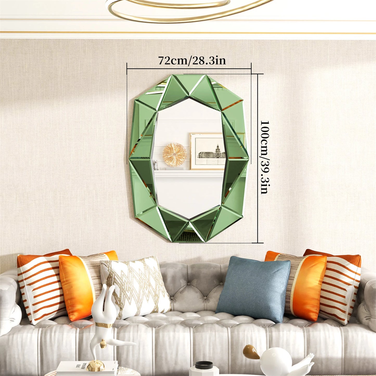 Asymmetrical Decorative Wall Mirror With Glass Inlay Venetian Style