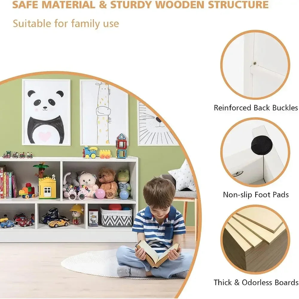 Wooden Five Section Toy Storage Organizer For Kids Classroom
