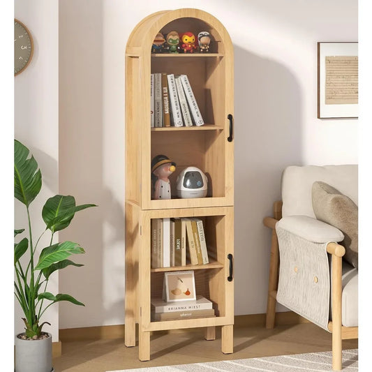 Arched Display Cabinet With Acrylic Glass Doors 5-Tier Wood