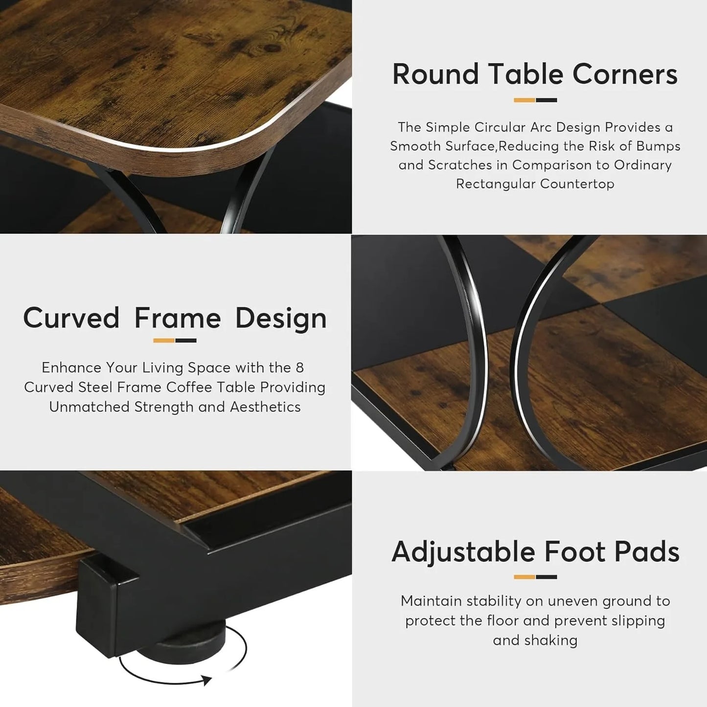 Little Tree Square Coffee Table With Two Tier Wood Storage