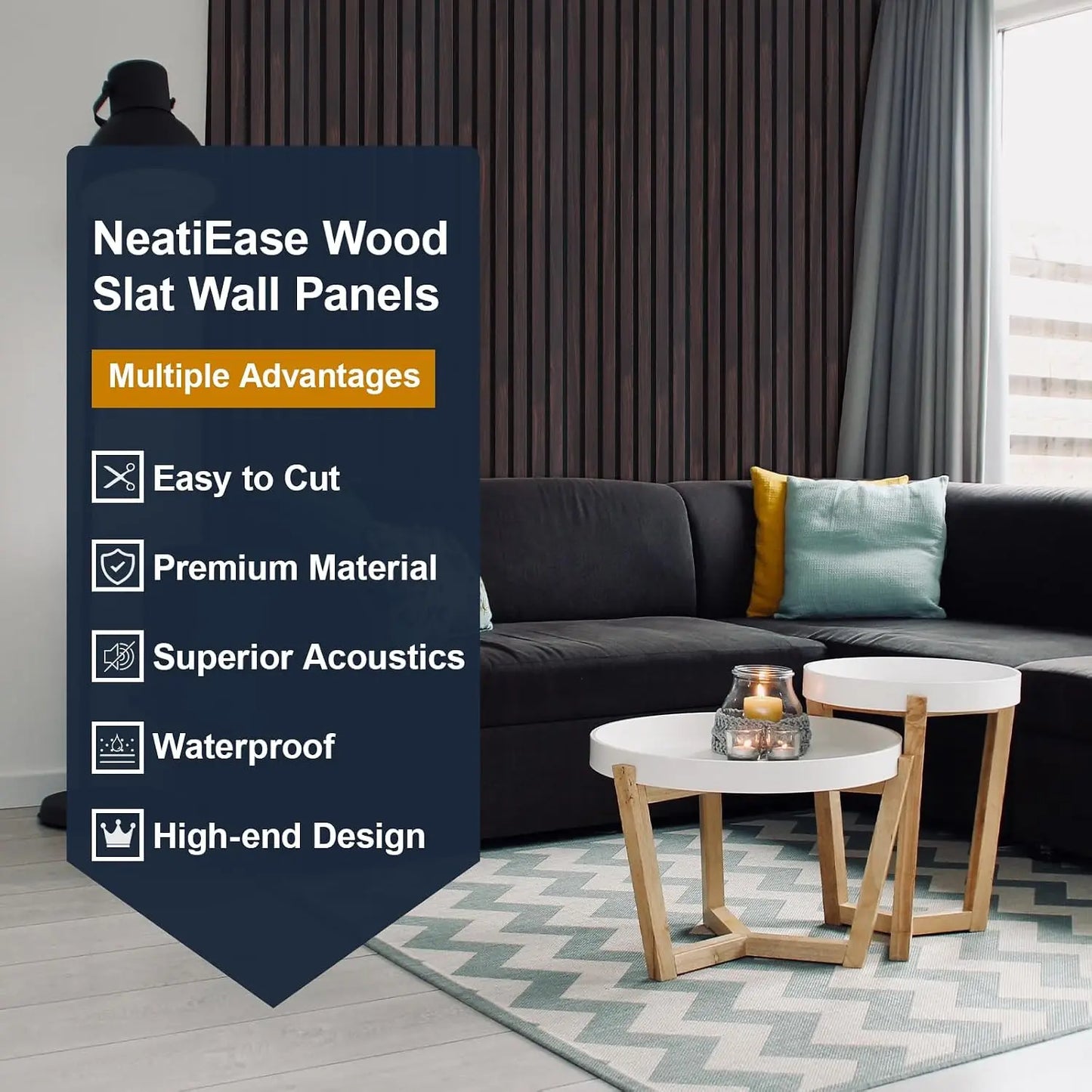 Wood Slat Wall Panels For Interior Soundproof Noise Cancelling Decor